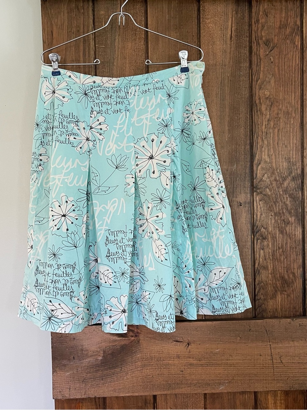 Vintage Y2K Rafaella French Script Floral Line Pleated Skirt Artsy Whimsical 10